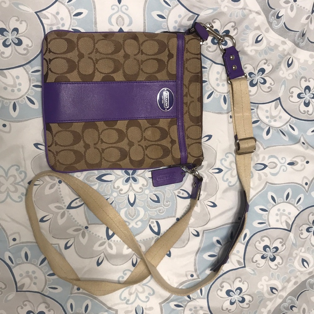 Color Block Coach Signature Cross Body Bag